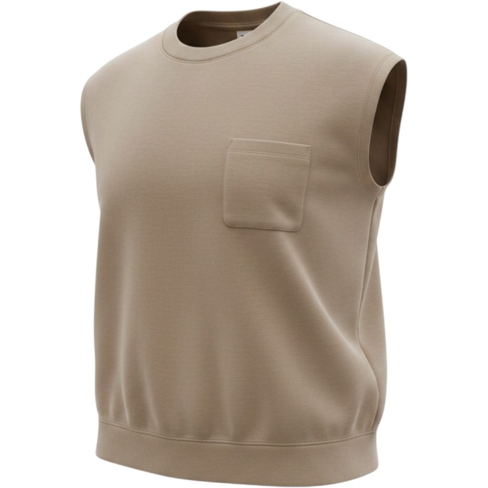 FLX Womens XL Sleeveless Crewneck Pocket Top Tan Brown 79800 Relaxed Fit Active
